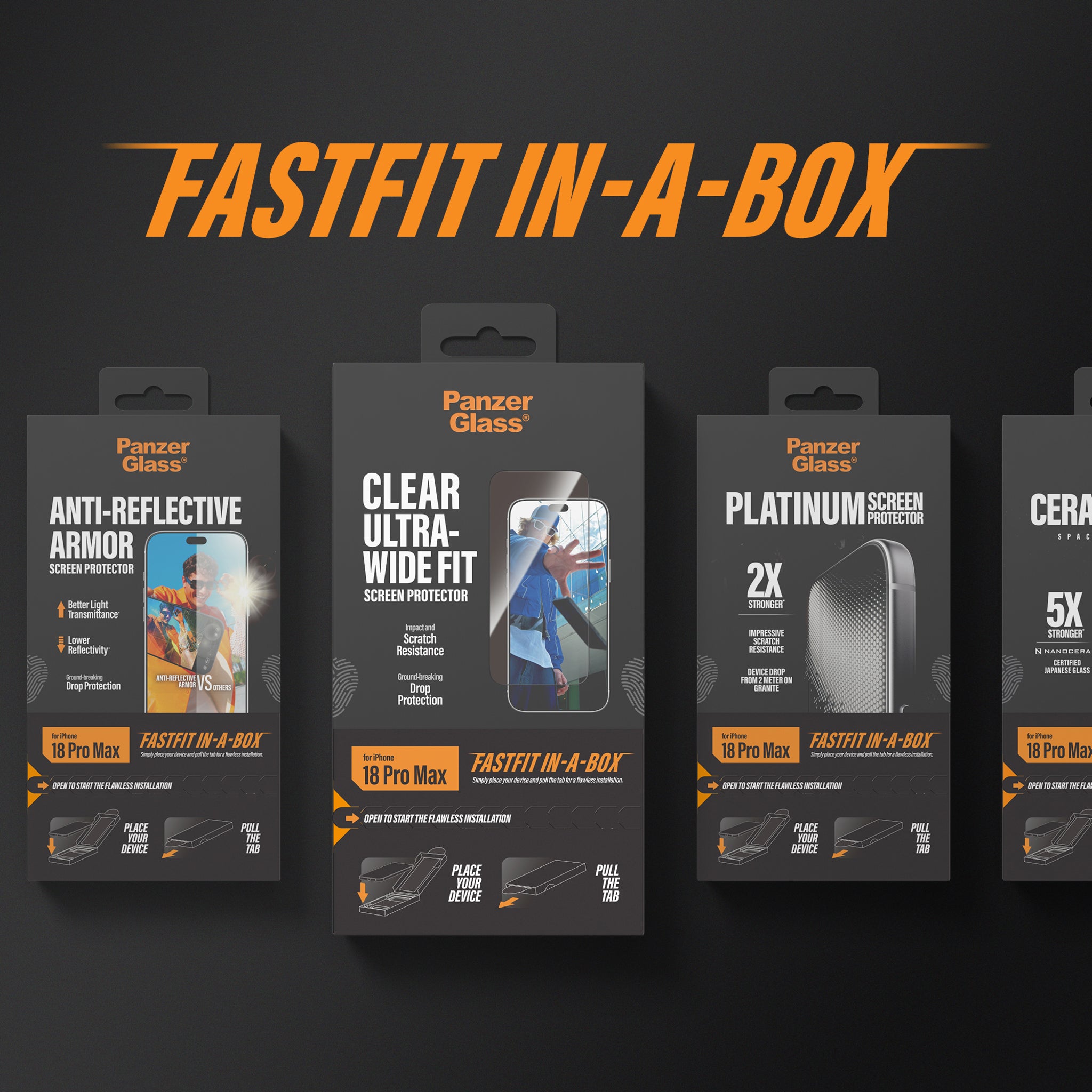 PanzerGlass® 2-Way Privacy Displayschutz iPhone 18 Pro Max | Ultra-Wide Fit m. FASTFIT IN-A-BOX